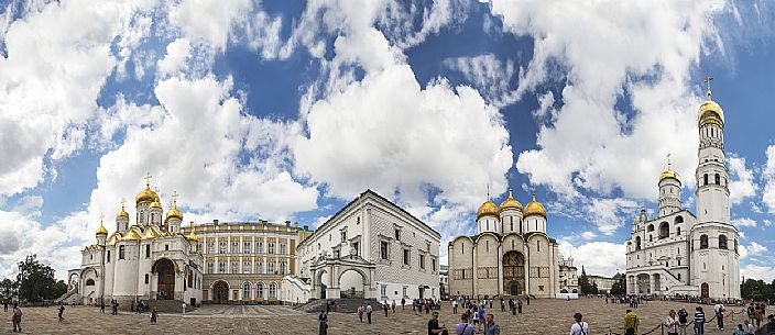 The Cathedral Square inside Moscow's Kremlin, Russia