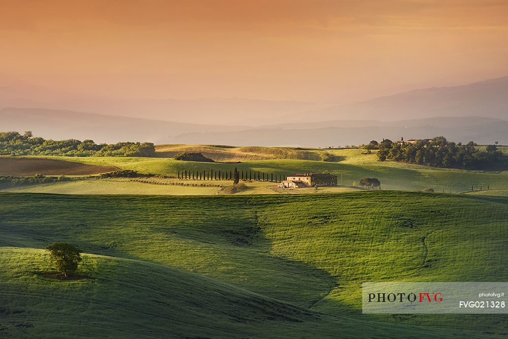 A typical view of the Tuscan countryside, Orcia valley, Tuscany, Italy