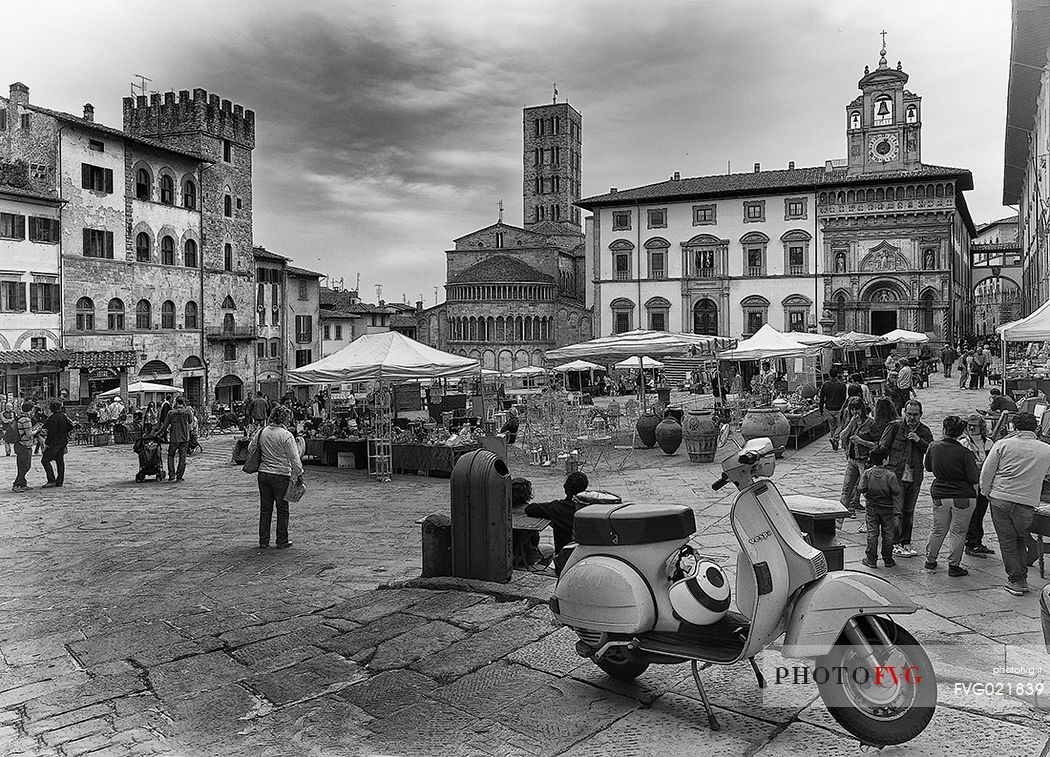 Piazza Grande square it's the oldest square of the city and it's one of the most beautiful ones in Italy, Arezzo, Tuscany