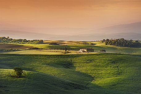 A typical view of the Tuscan countryside, Orcia valley, Tuscany, Italy