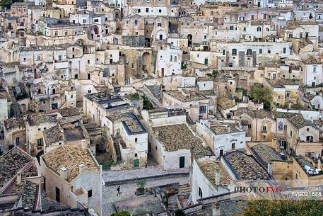 View from above of  the Sasso Barisano, Matera, Basilicata, Italy
