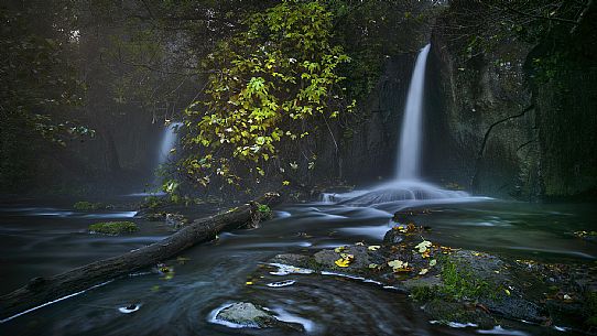 Treja Valley Regional Park, view of a waterfall at Mount Gelato, near Rome, Latium, Italy