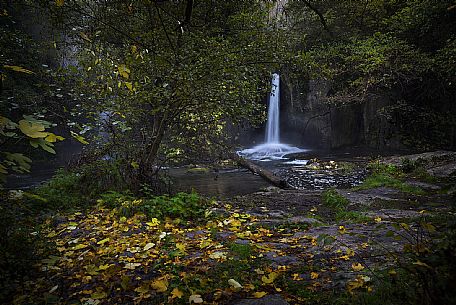 Treja Valley Regional Park, view of a waterfall at Mount Gelato, near Rome, Latium, Italy