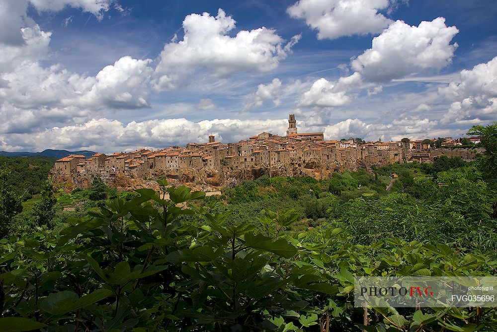 Panoramic view of Pitigliano village, Maremma, Tuscany, Italy, Europe