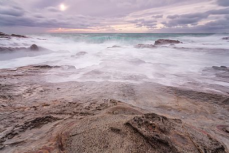 Sea rocks in the storm, Calafuria, Livorno,Tuscany, Italy