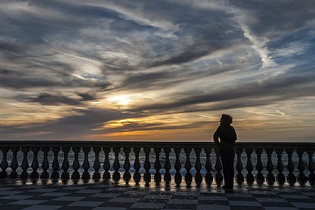Mascagni terrace at sunset, Livorno, Tuscany, Italy