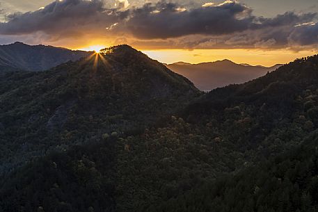 Casentino skyline at sunset, Foreste Casentinesi national park, Italy