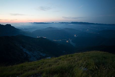 Fog between the mountains in the Apuane Alps, Penna di Sumbra mount, Tuscany, Italy, Europe