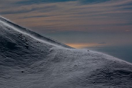 Blizzard in the slope of Apuane Alps,  Sagro mount, Tuscany, Italy, Europe