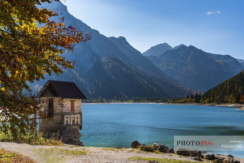Predil lake in the autumn, Tarvisio, Julian alps, Friuli Venezia Giulia, Italy, Europe
