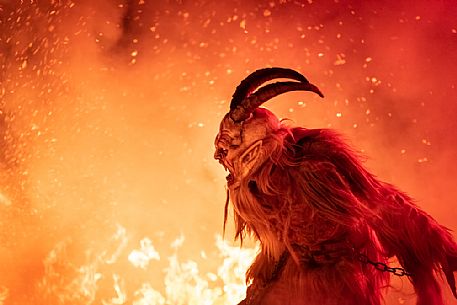 Krampus in the flames, Christmas devils, Tarvisio, Friuli Venezia Giulia, Italy, Europe