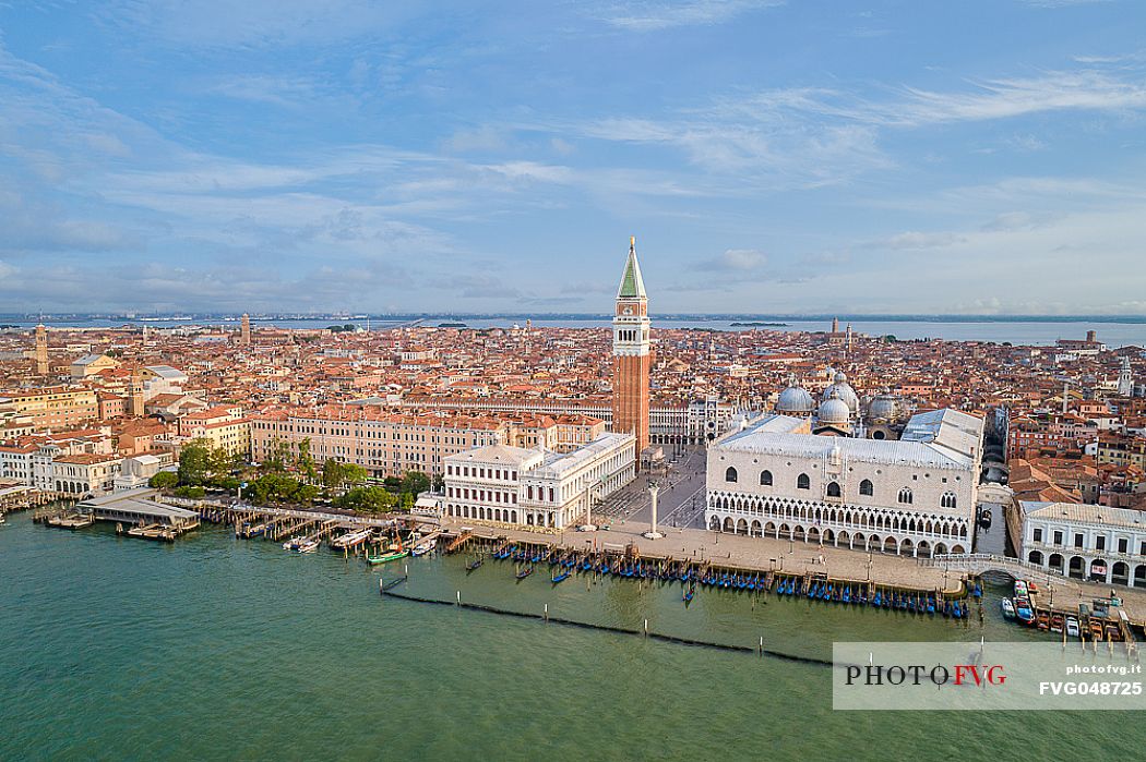 Shot from above of Piazza San Marco and Palazzo Ducale