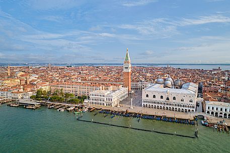 Shot from above of Piazza San Marco and Palazzo Ducale