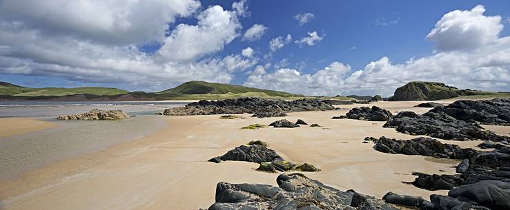 The white beaches of Doagh peninsula in the far north of Ireland