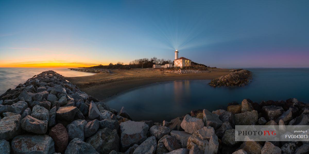 The Bibione lighthouse from the Tagliamento estuary to Punta Baseleghe, Adriatic coast, Veneto, Italy, Europe