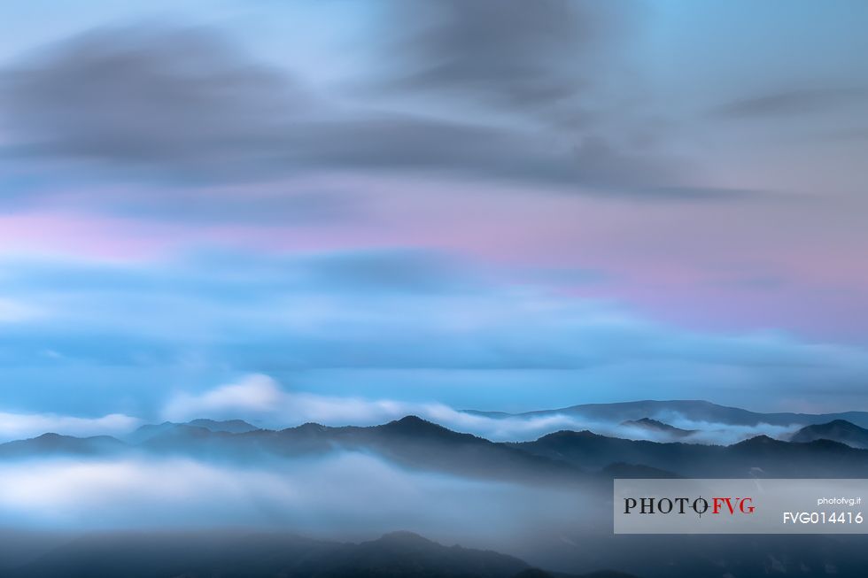 Fog and clouds over the forest