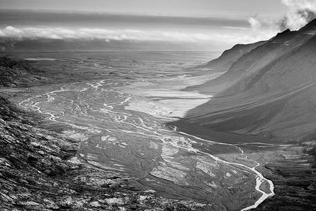 Estuary of a river at south of the Vatnajokull glacier