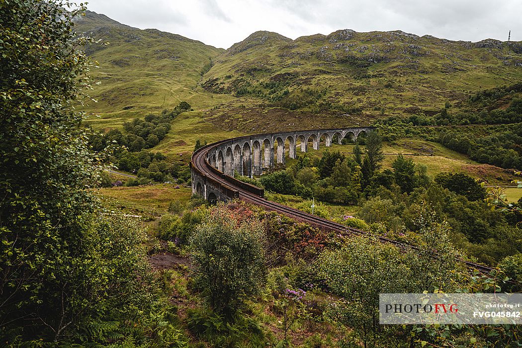 The Glenfinnan viaduct famous for the movie Harry Potter, Highland, Scotland, United Kingdom, Europe