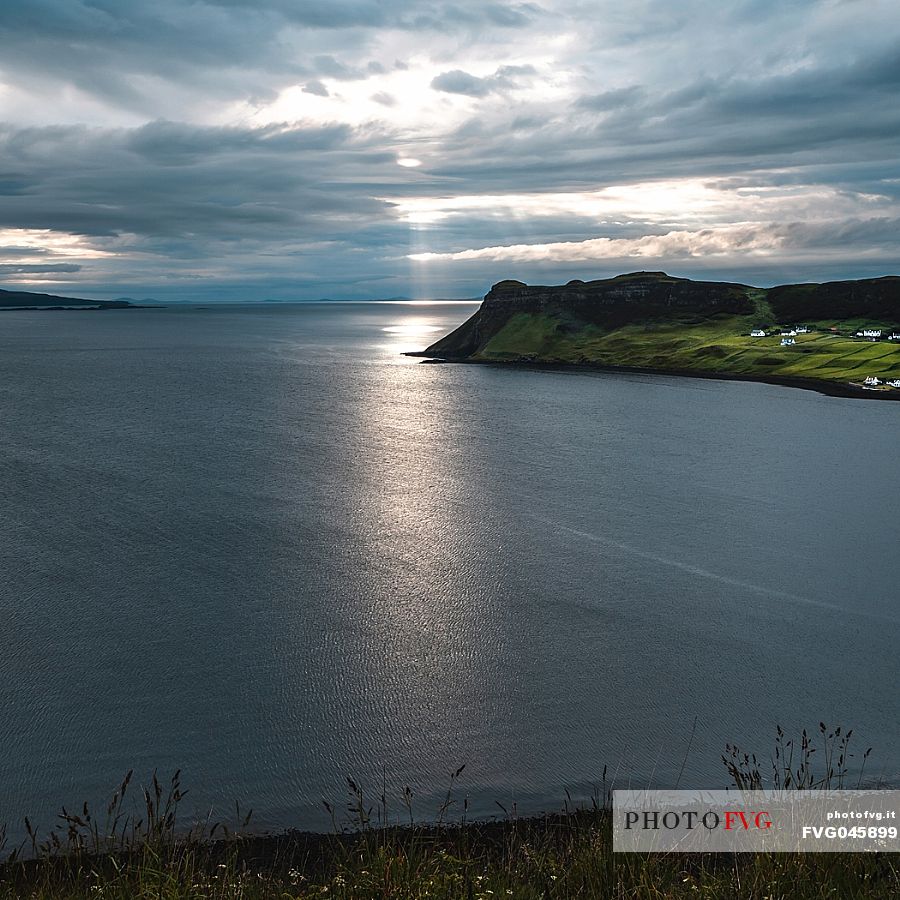 Sunset over the town of Uig, Isle of Skye, Highland, Scotland, United Kingdom, Europe