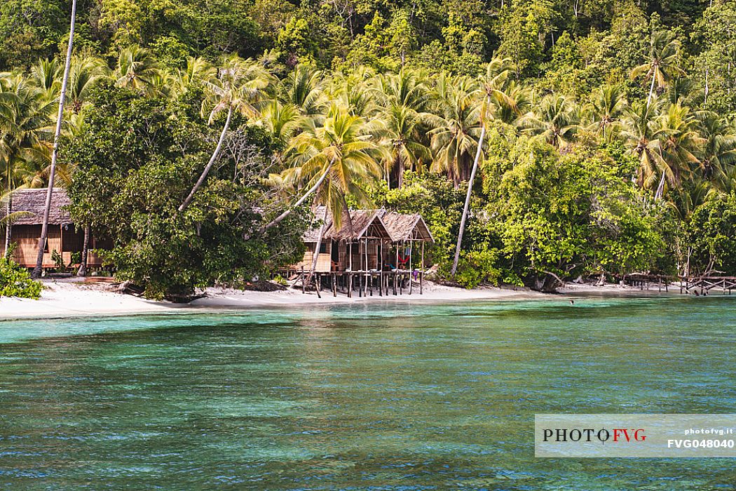 View of the village of Sauwandarek in the  island of Pulau Mansuar, Raja Ampat archipelago, West Papua, Indonesia. 