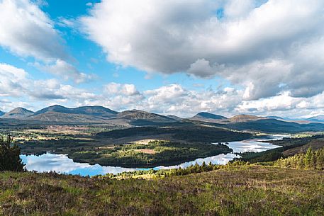 A shot from the road A887 of river Moriston, in the scottish highlands, Scotland, Great Britain, Europe