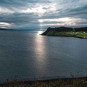 Sunset over the town of Uig, Isle of Skye, Highland, Scotland, United Kingdom, Europe
