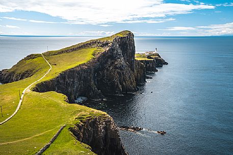 View towards the Lighthouse on Neist Point, Isle of Skye, Scotland,  Highlands, United Kingdom, Europe