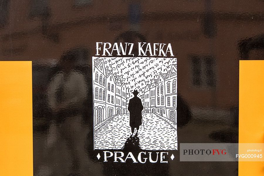 Reflections in a plate with Franz Kafka name