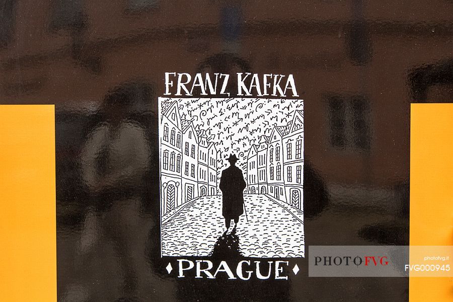 Reflections in a plate with Franz Kafka name Reflections in a plate with Franz Kafka name