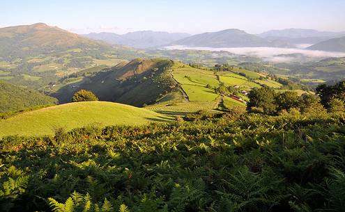 Pyrenees mountains along the Way of St. James, Camino de Santiago to Compostela, Navarre, Spain