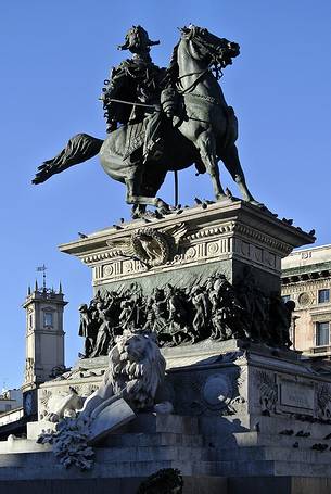 Equestrian statue of King Vittorio Emanuele II in the Duomo square