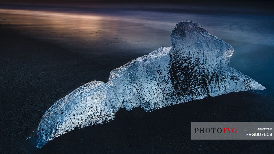 Ice on black beach of Jokulsarlon