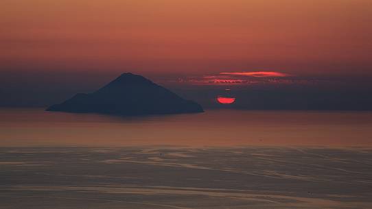 Sunset on the Filicudi island from Vulcano