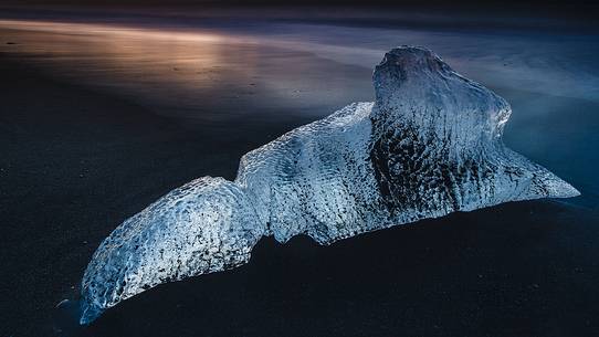 Ice on black beach of Jokulsarlon