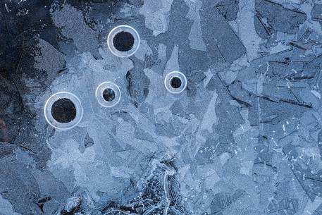 Ice formation in a frozen pond near Jokulsarlon