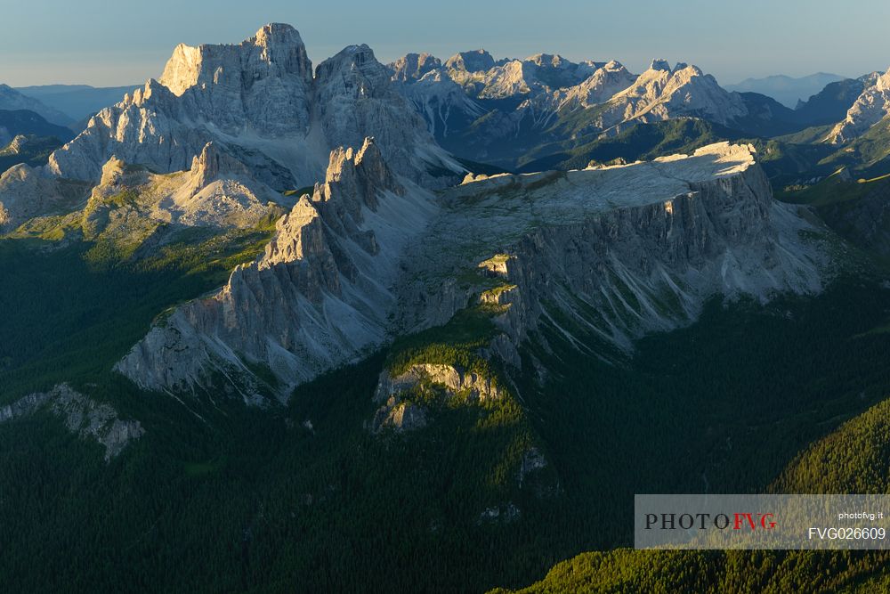 Landscape from Tofana di Mezzo to Croda da Lago and Pelmo mounts, Cortina d'Ampezzo, dolomites, Italy
