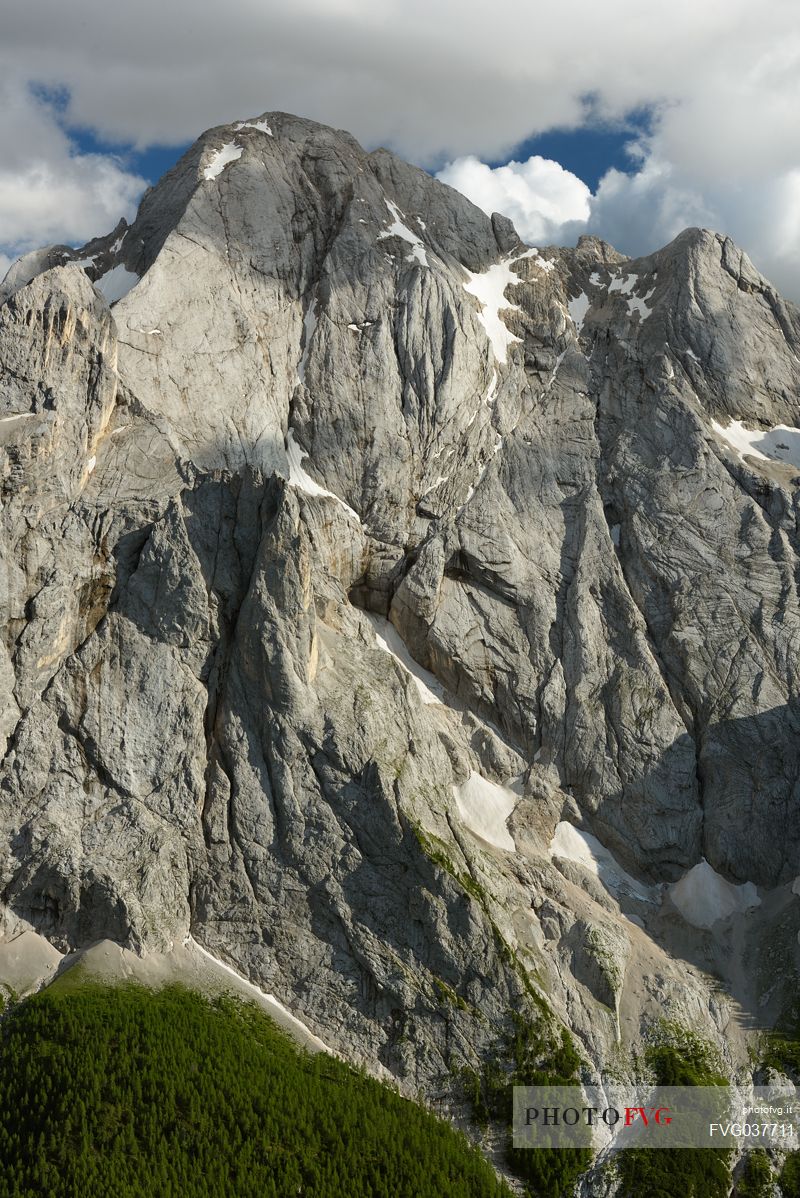 The Gran Vernel peak in the Marmolada mountain group, Passo Fedaia, dolomites, Italy, Europe
