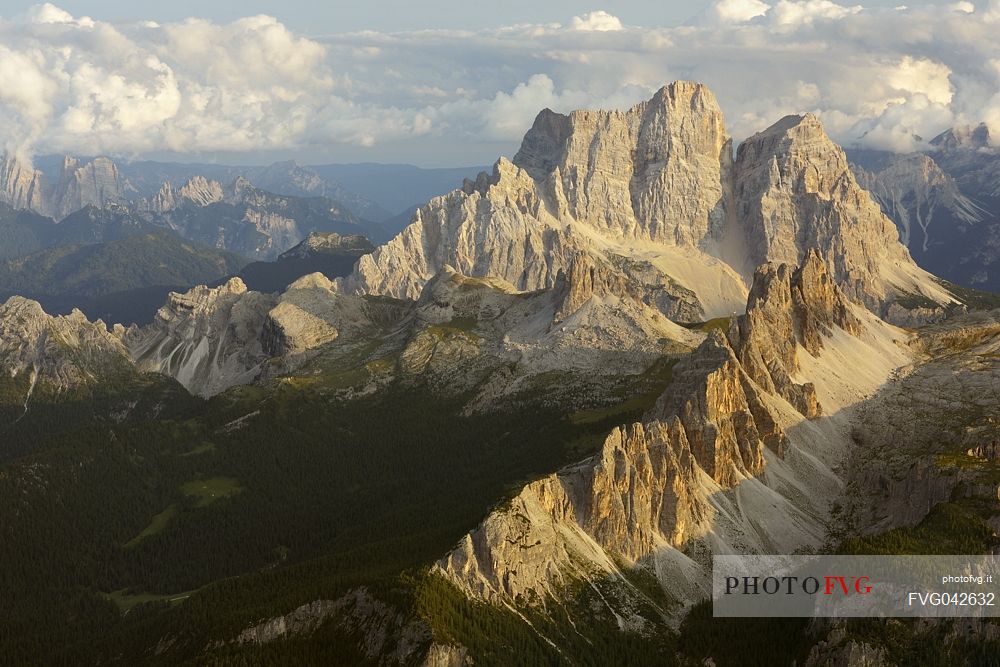 Monte Pelmo and Croda da Lago peaks from the top of Tofana di Mezzo, Cortina d'Ampezzo, dolomites, Italy