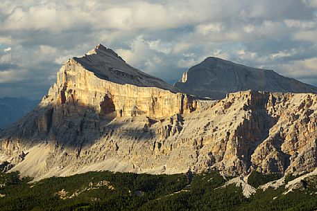 The Sasso della Croce peak from the Padon mount, dolomites, Italy The Sasso della Croce peak from the Padon mount, dolomites, Italy