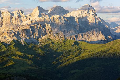 The Tofane mountain range from the Padon mount, dolomites, Italy, Europe