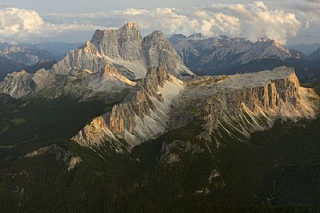 Monte Pelmo, Croda da Lago and Lastoni de Formin peaks from the top of Tofana di Mezzo, Cortina d'Ampezzo, dolomites, Italy