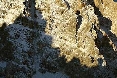 Detail of Cristallo mountain in the dolomites, Misurina, Auronzo, Cadore, Veneto, Italy, Europe
