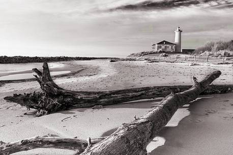 Old Lighthouse of Punta Tagliamento in Bibione, Adriatic coast, Veneto, Italy, Europe