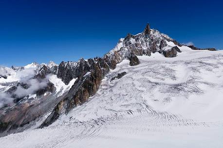 Glacier du Géant and Dent du Gèant, mont blanc massif, Courmayeur, Aosta valley, Italy, Europe