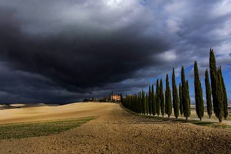 Poggiocovili, a pearl of the Val d'Orcia in a fresh autumn morning, Orcia valley, Tuscany, Italy, Europe