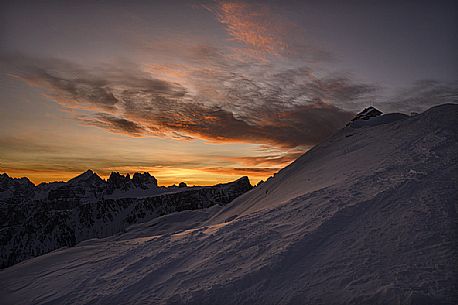 Nuvolau hut on the top of Nuvolau mount at sunrise, Cortina d'Ampezzo, dolomites, Veneto, Italy, Europe
