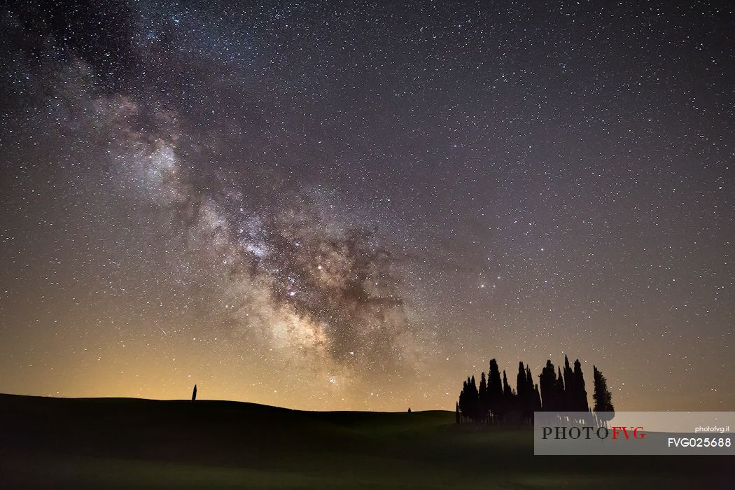 Milky way over Orcia valley, Tuscany, Italy