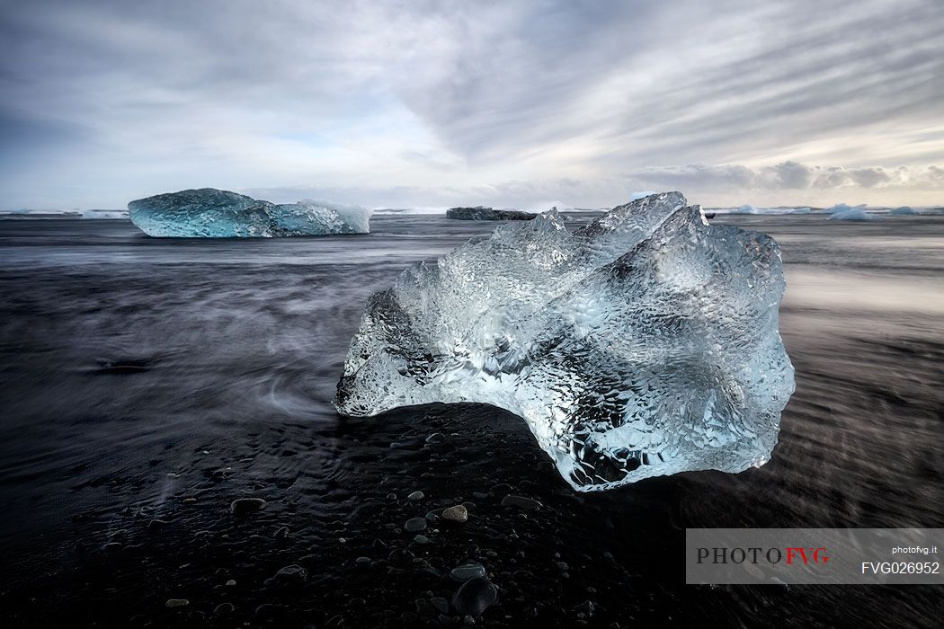 Ice block from Vatnajkull glacier on the beach, Jkulsrln, Iceland
