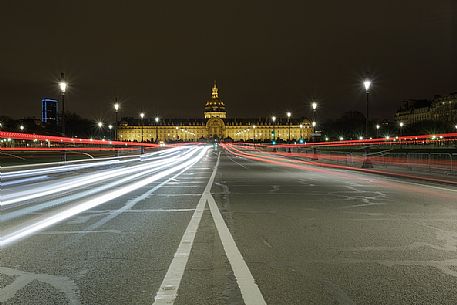 Front view of les invalides from Alexander III Bridge, Pont Alexandre III, Paris, France