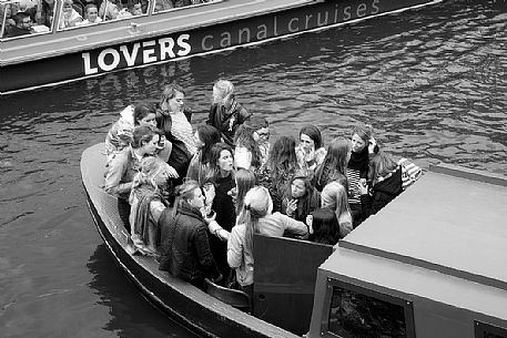 It's saturday and the dutch youth make a party along the Amsterdam canals.Just for fun.Dutch lifestyle. Holland
